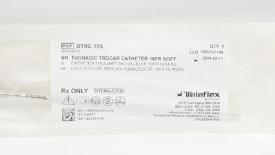 Teleflex DTRC-10S Thoracic Trocar Cath. Soft, 10Fr.  (x)